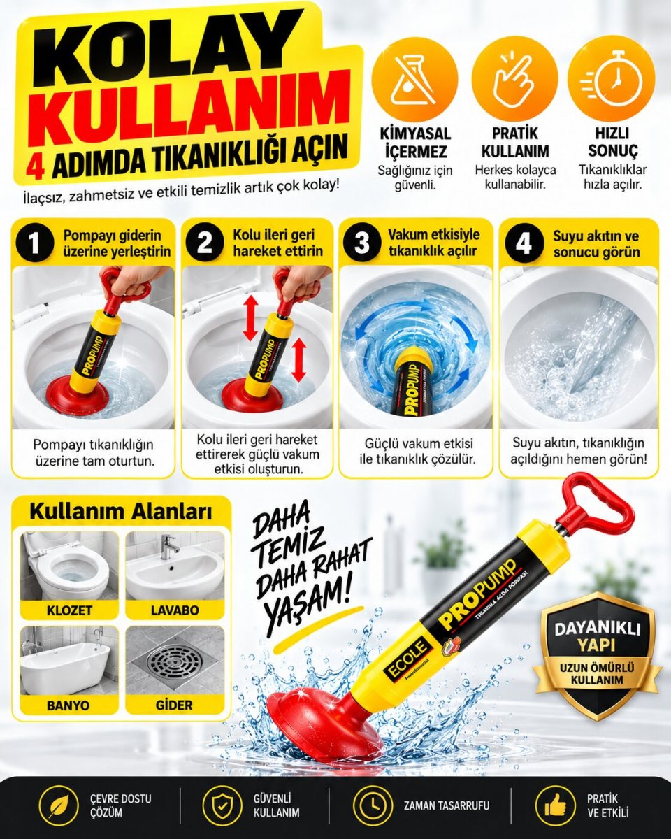 Lavabo Klozet Gider Açıcı Pompa 4