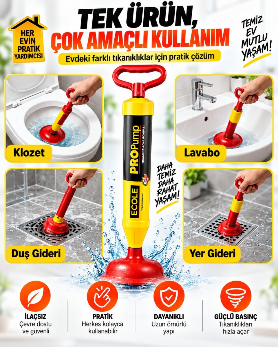 Lavabo Klozet Gider Açıcı Pompa 5