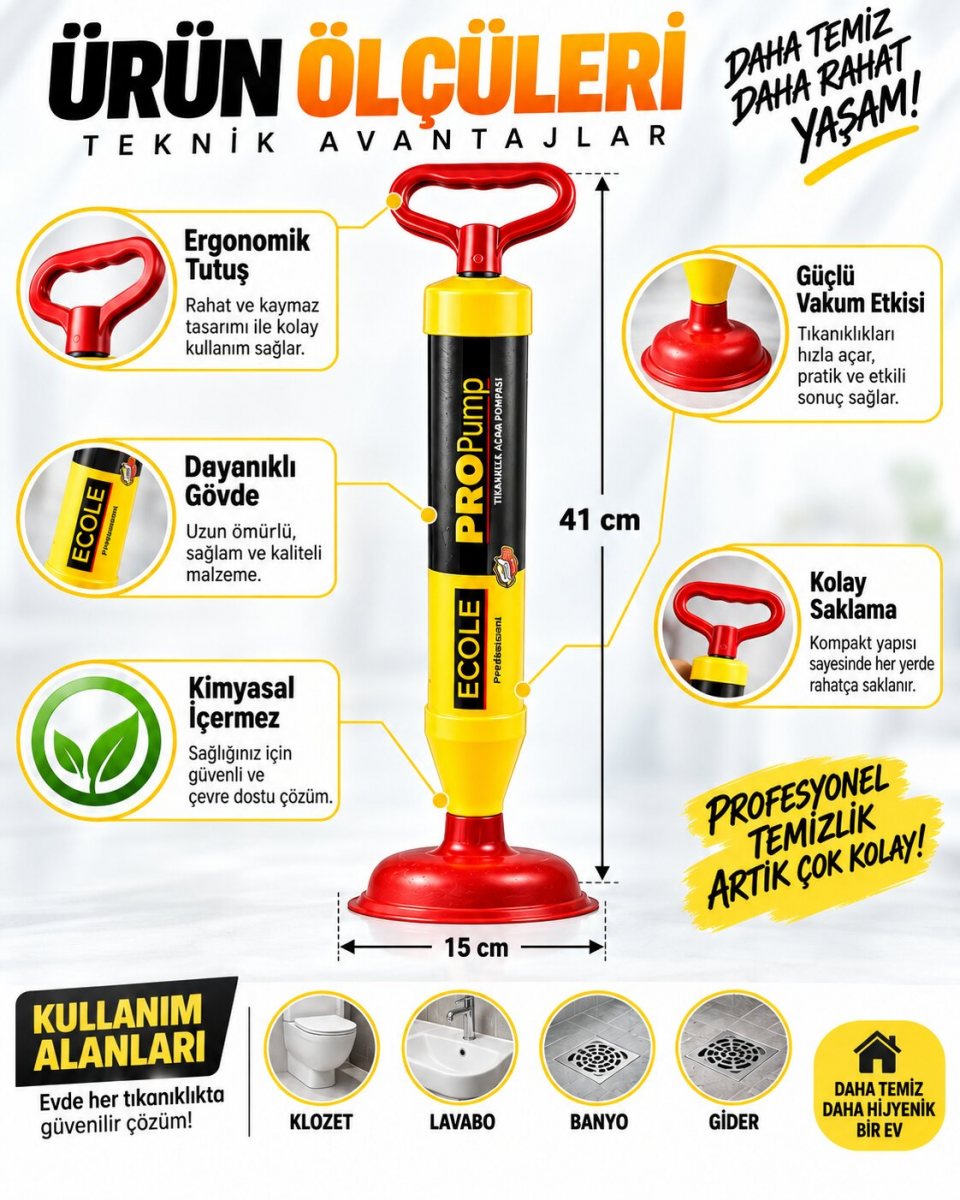 Lavabo Klozet Gider Açıcı Pompa 6