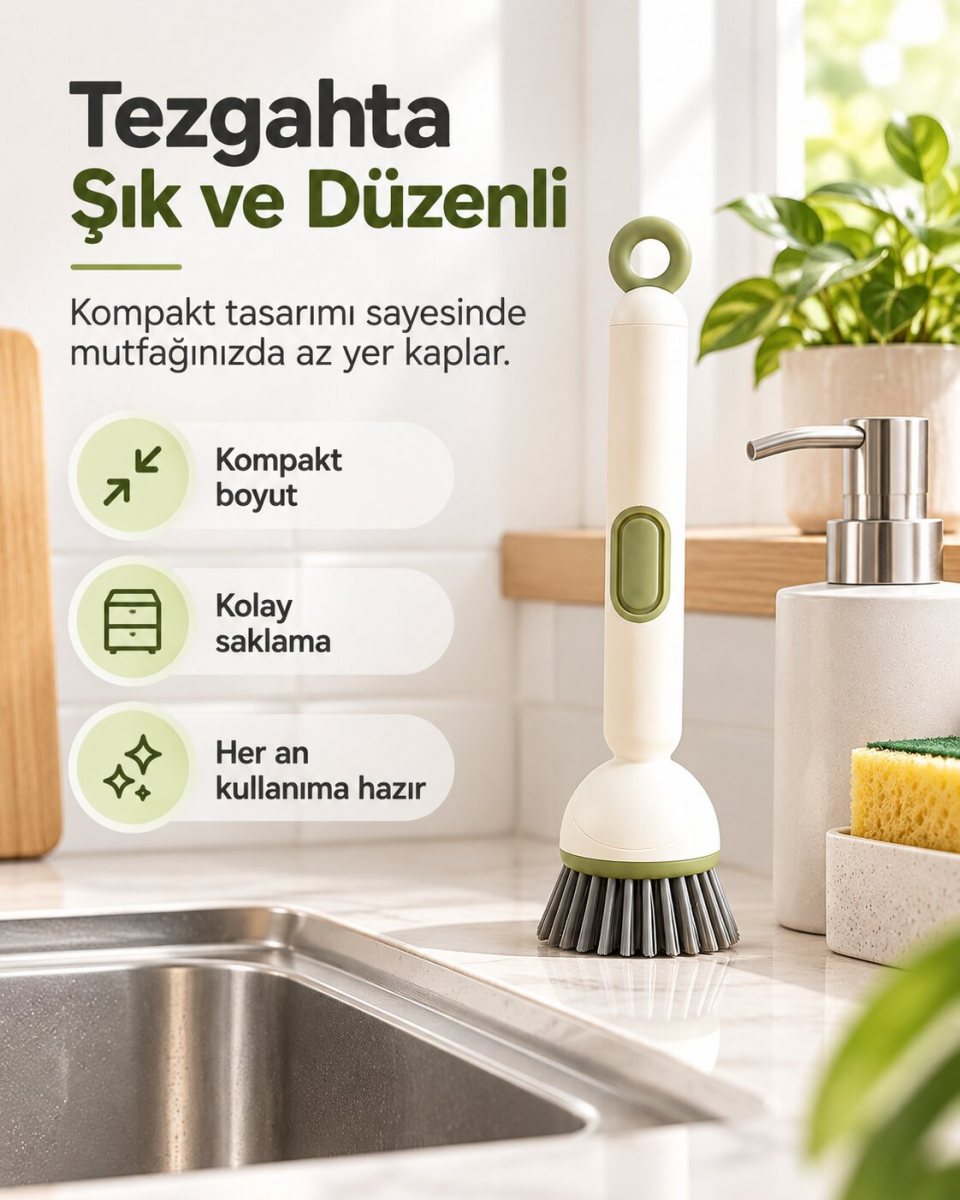 Deterjan Hazneli Mutfak ve Banyo Fırçası 2