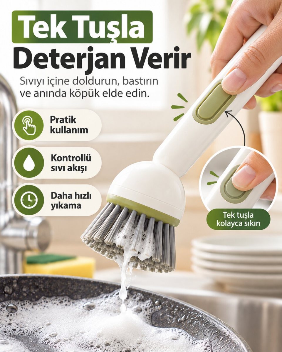 Deterjan Hazneli Mutfak ve Banyo Fırçası 8