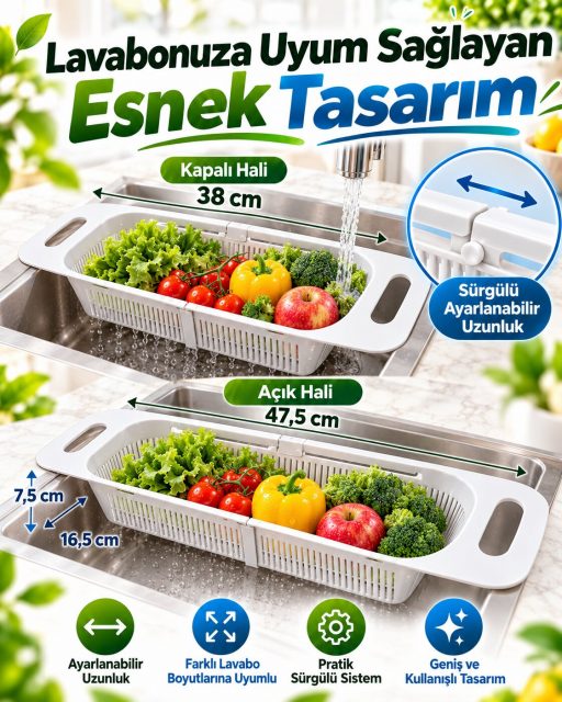 Plastik Ayarlanabilir Lavabo Süzgeç