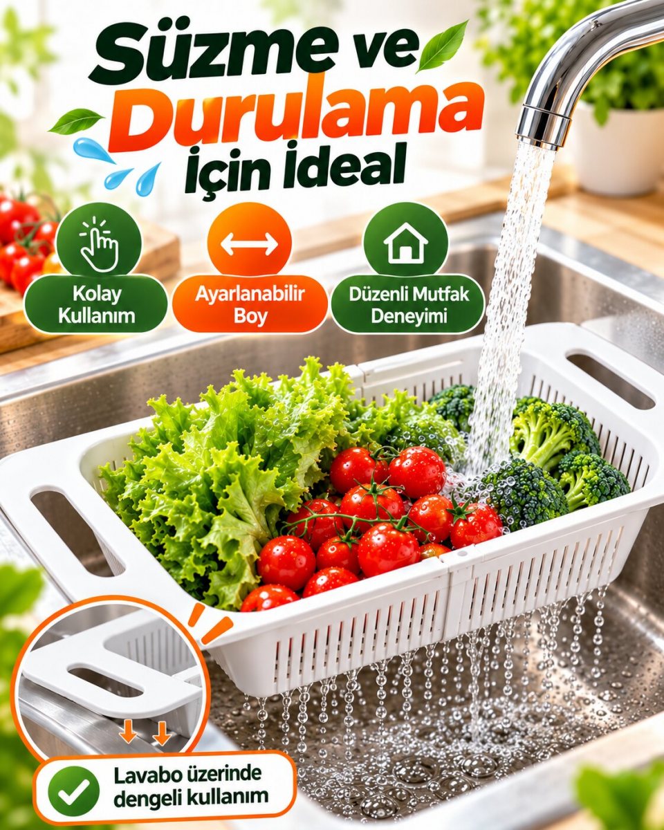 Plastik Ayarlanabilir Lavabo Süzgeç 5