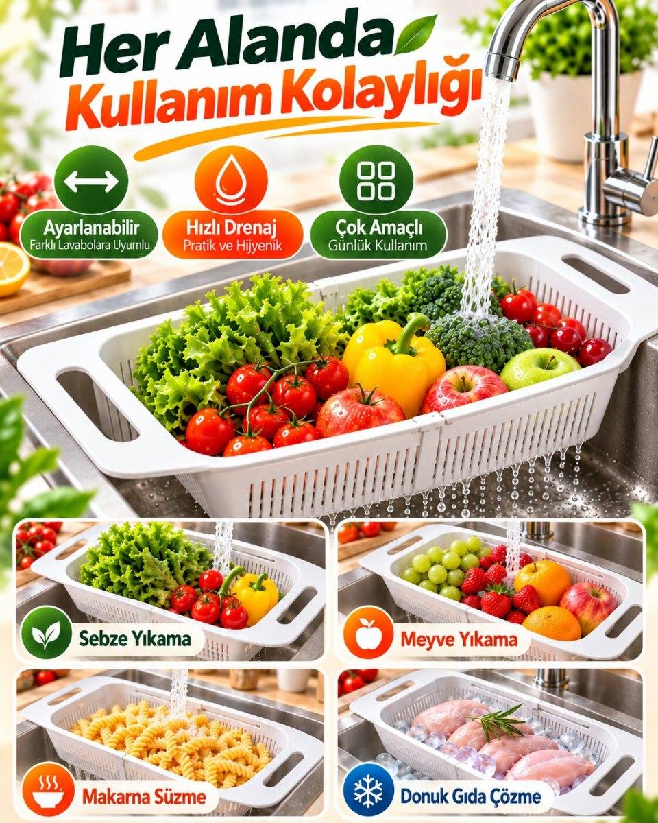 Plastik Ayarlanabilir Lavabo Süzgeç 6