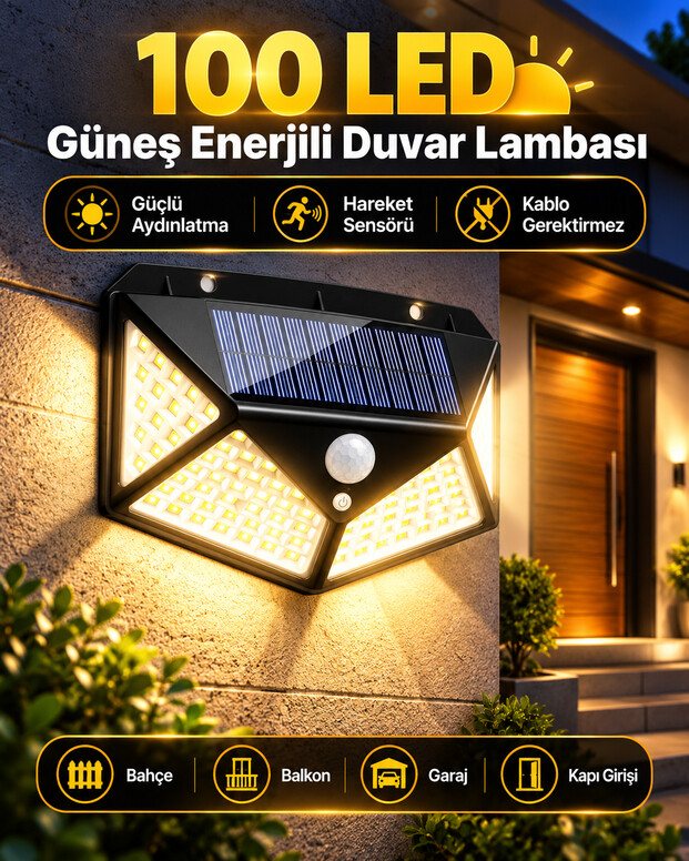 100 Ledli Solar Bahçe Lambası 1
