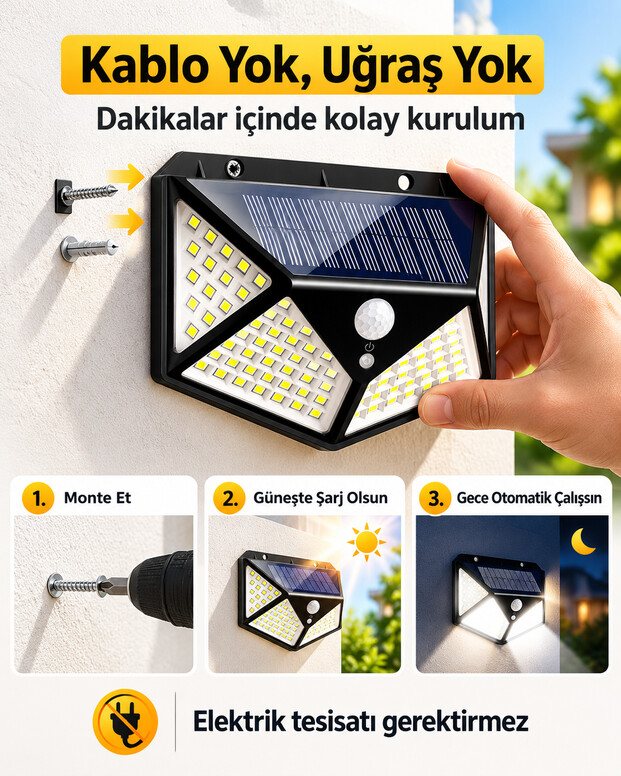 100 Ledli Solar Bahçe Lambası 6