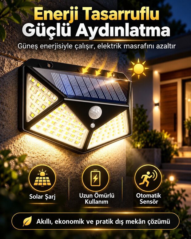 100 Ledli Solar Bahçe Lambası 8