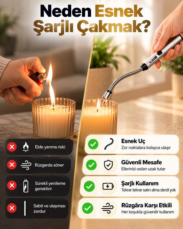 Usb Şarjlı Mutfak Çakmak 6