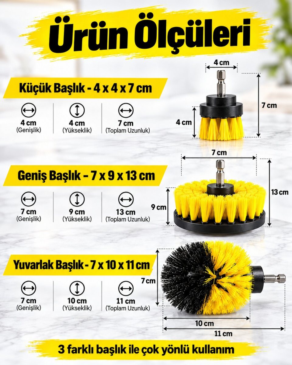 3'lü Matkap Ucu Temizlik Fırçası 3