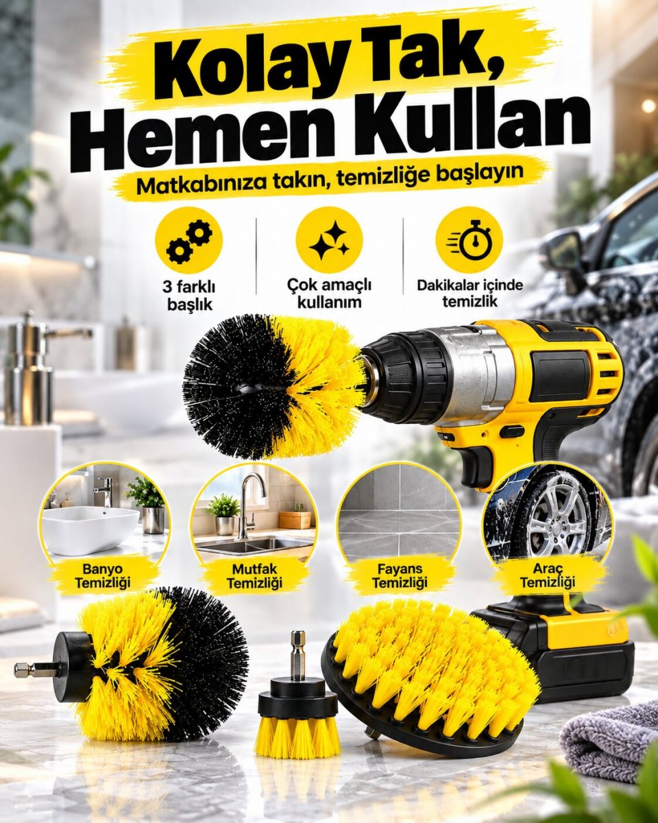3'lü Matkap Ucu Temizlik Fırçası 8